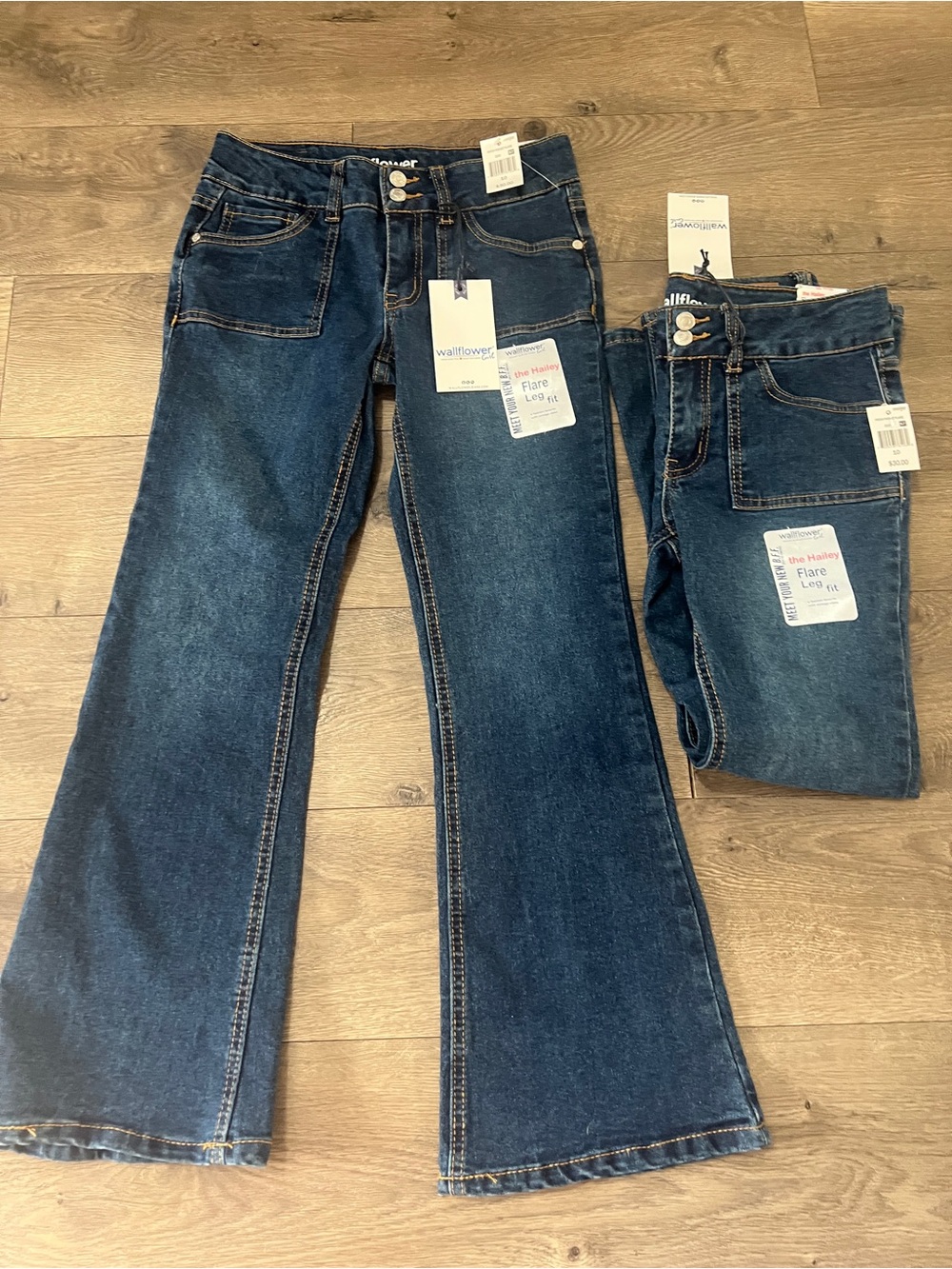 2 Pairs Wallflower Girls Flare Leg Fit Jeans Size 10 New